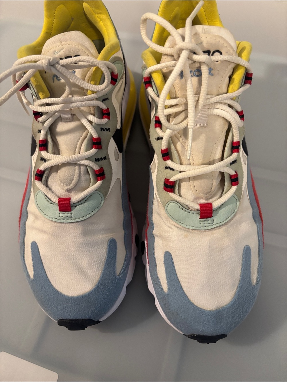Nike Air Max 270 React Bauhaus Sneakers SZ 9.4 White Multicolor Athletic active - Picture 13 of 15